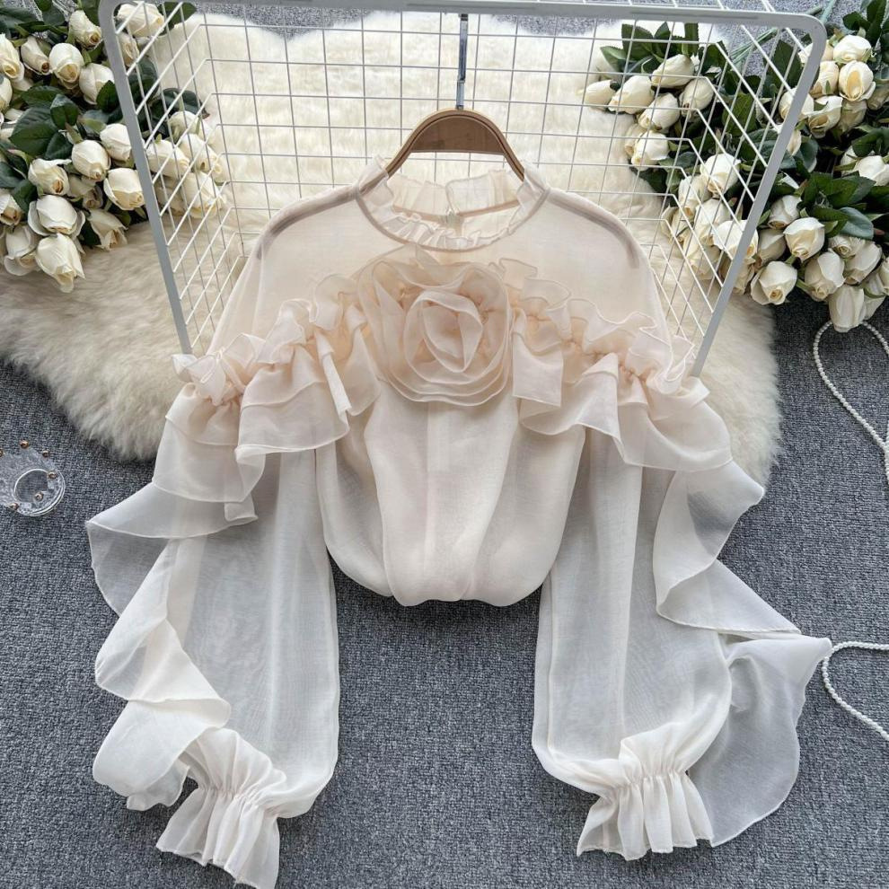 Women's Irregular Floral Fashionable Casual Shirt - Image 3