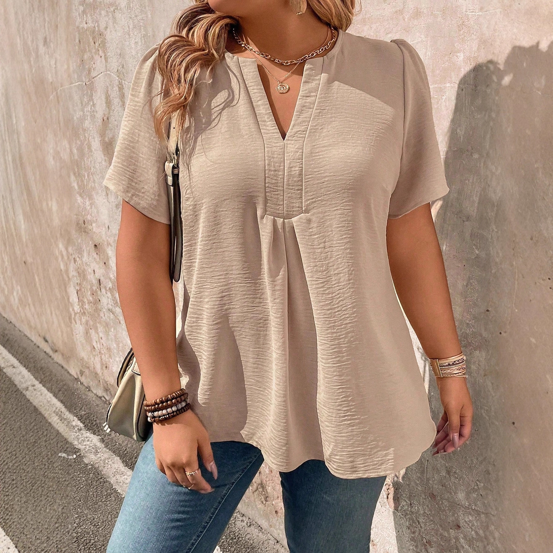 Women's V-neck Short-sleeve Chiffon Top - Image 5