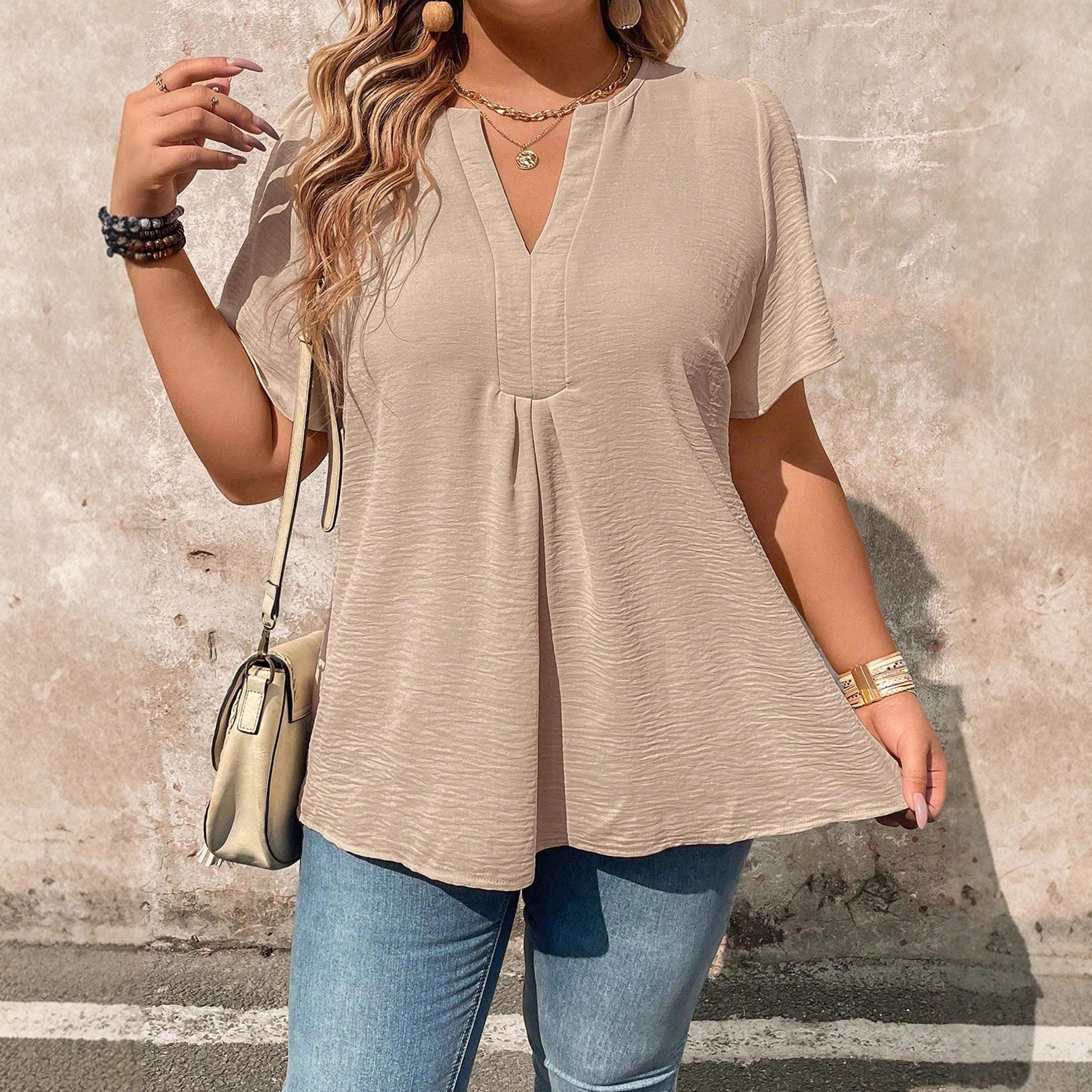 Women's V-neck Short-sleeve Chiffon Top - Image 2