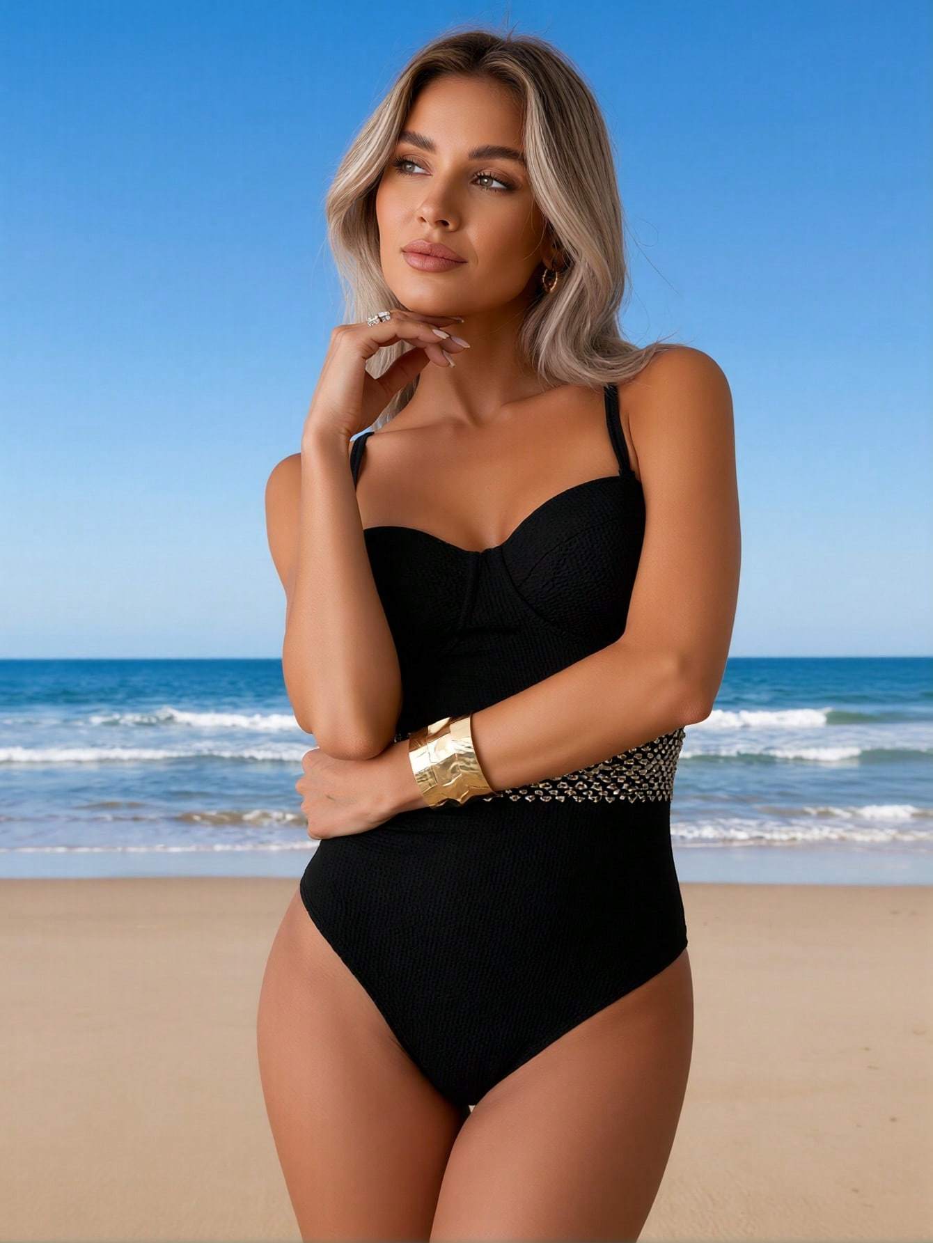 2026 Vacation Style One-Piece: Luxe Gold Accents For A Glamorous And Confident Beach Look - Image 3