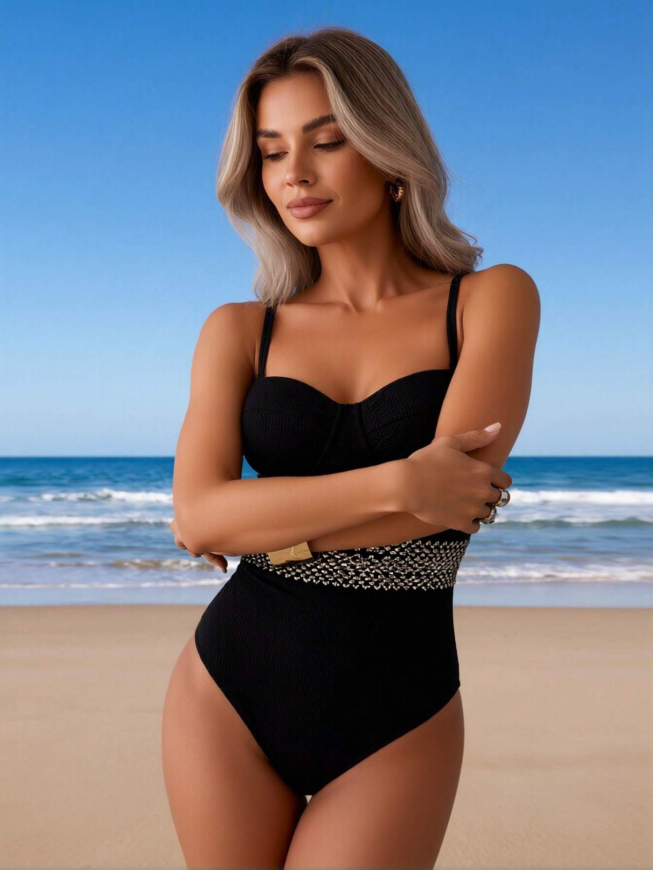 2026 Vacation Style One-Piece: Luxe Gold Accents For A Glamorous And Confident Beach Look - Image 2